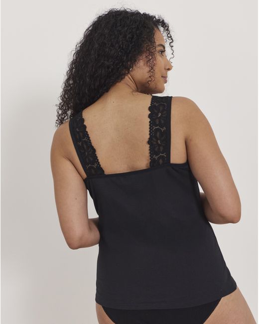 Pretty Secrets Black 2 Pack Lace Trim Vests