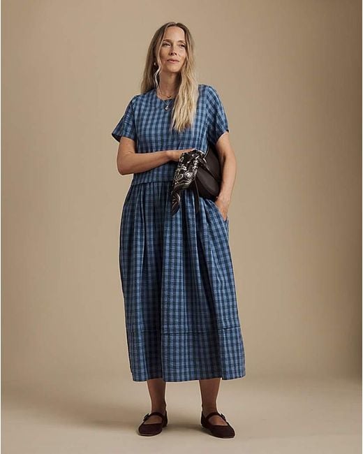 Julipa Blue Gathered Neck Midi Dress