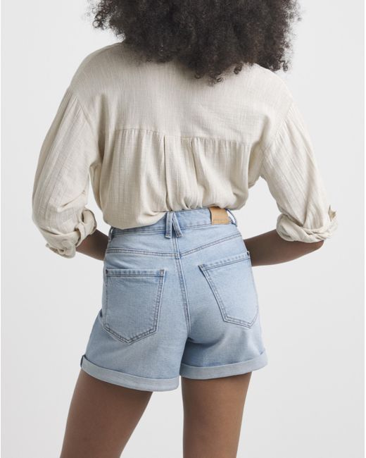 Simply Be Blue Roll Hem Mom Short