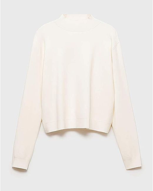 Mango White Tentacio High Neck Sweater