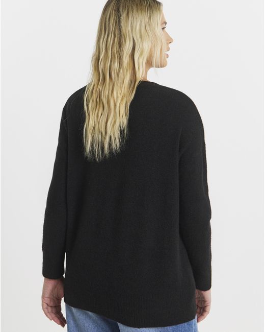 Simply Be Black Cherry Knitted Crew Neck Jumper