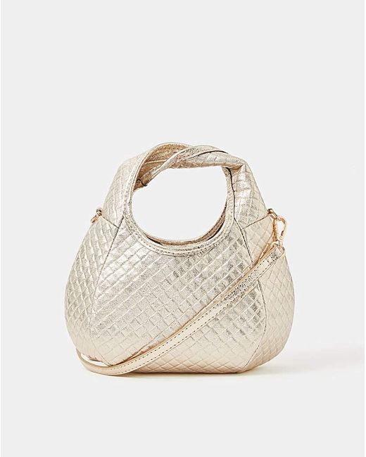 Accessorize White Woven Metallic Bag