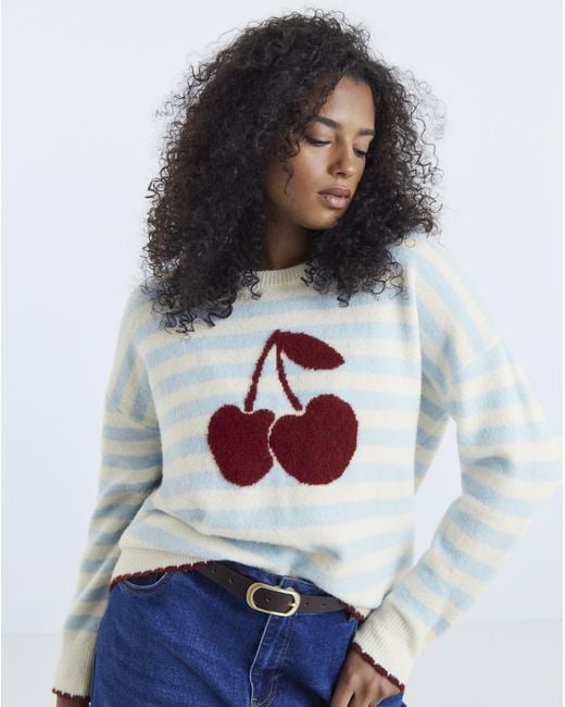 Simply Be Gray Cherry Stripe Jumper