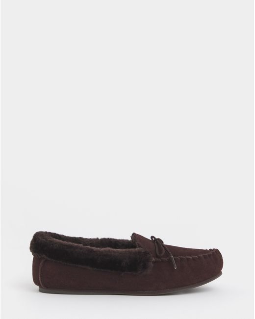 JD Williams Brown Moccasin Slippers E Fit