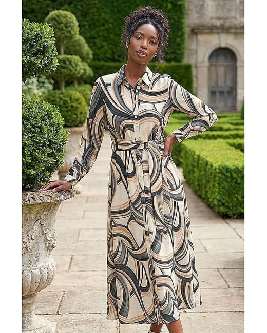 Roman Green Roman Abstract Buttoned Shirt Dress