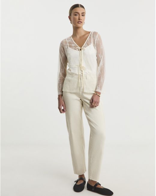 Simply Be Natural Lace Tie Front Cardi
