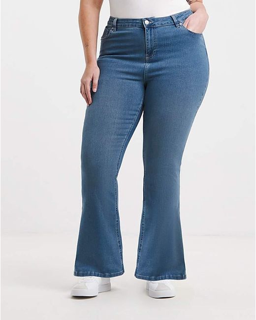 Simply Be Blue Flared Highwaist Super Stretch
