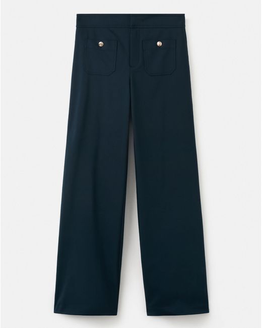 Mango Blue Wide Leg Trouser Button Detail