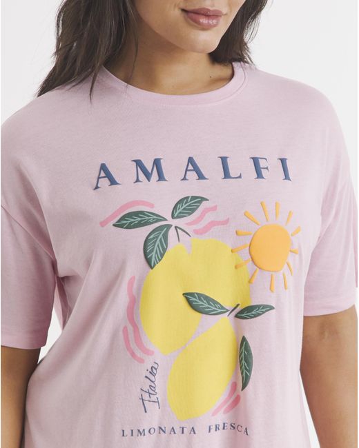 Simply Be Pink Amalfi Print Value T-Shirt Nightie