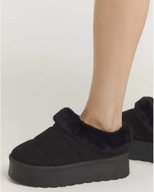 Simply Be Black Quilted Mule Slipper Boot Standard