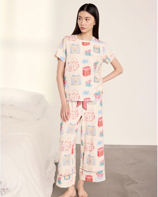 Chelsea Peers Natural T-Shirt & Capri Set