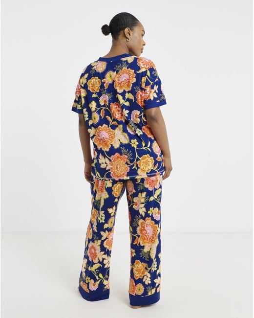 Figleaves Blue Floral Pyjama Set