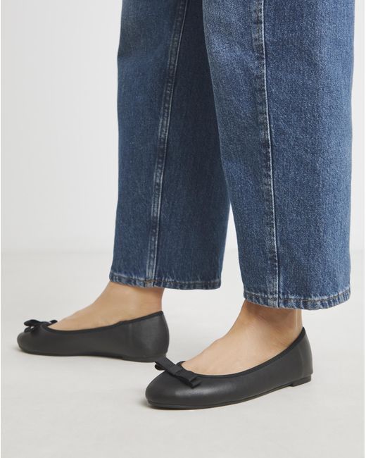 Simply Be Blue Classic Ballerina Bow Shoe Extra Wide