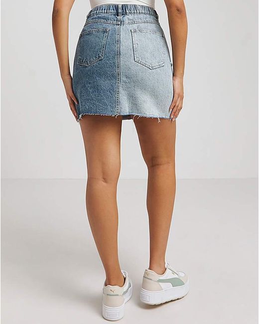 Simply Be Blue Patchwork Denim Mini Skirt