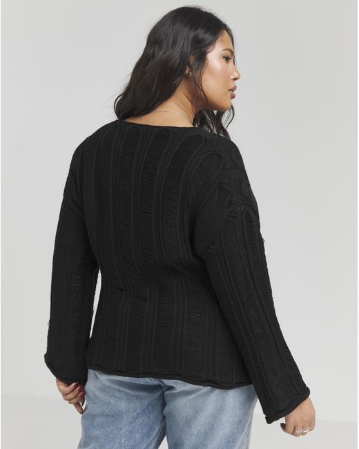 Simply Be Black V Neck Ladder Detail Jumper