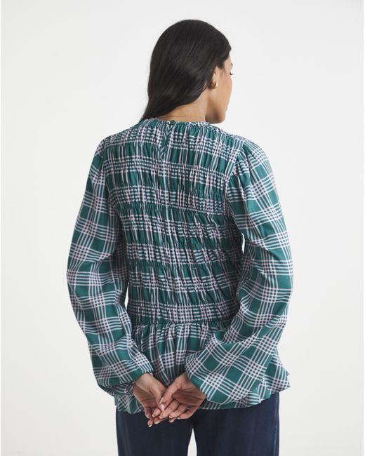 Simply Be Blue Shirred Long Sleeve Top