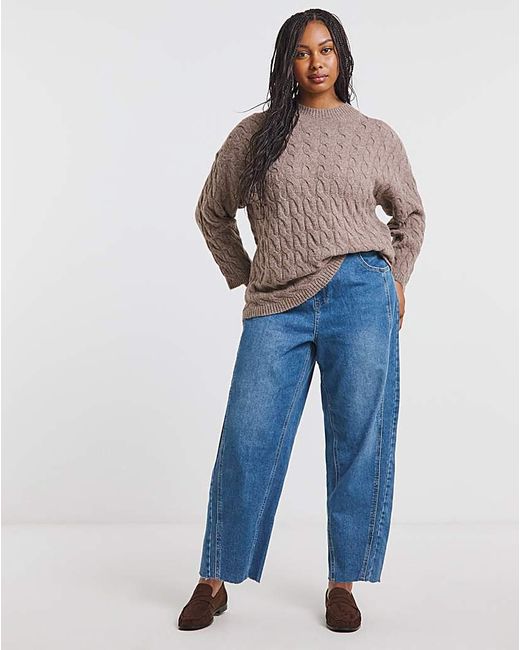 Simply Be Brown Cable Knit Jumper