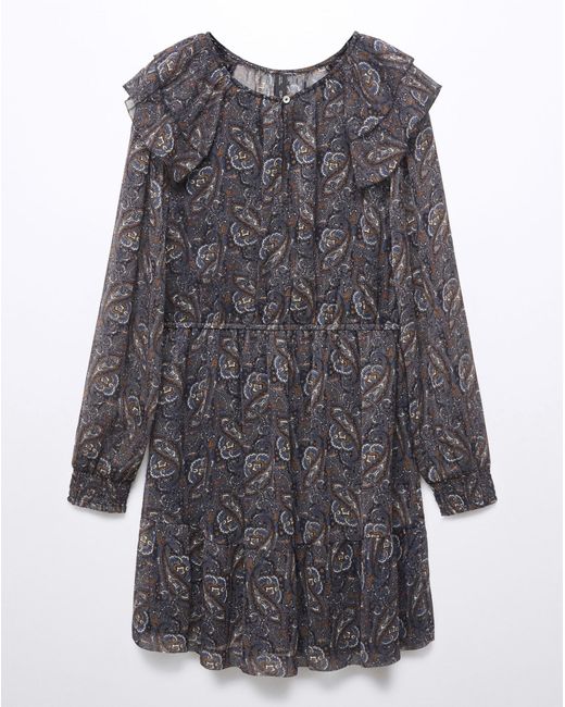 Mango Gray Sara Printed Mini Dress