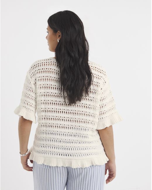 JD Williams White Crochet Top With Turtle Applique