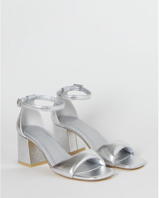 Simply Be Gray Barely There Sandals Wide Fit