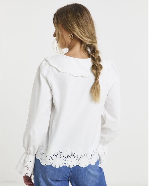 Neon Rose Blue Broderie Blouse