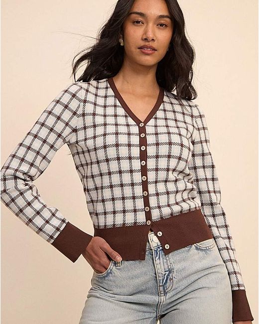 Nobody's Child Brown Nobodys Child V-Neck Jacquard Cardi