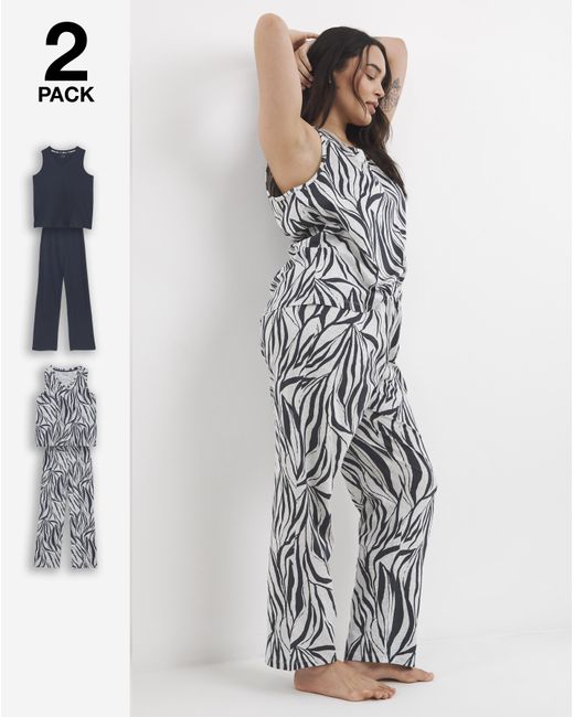 Pretty Secrets White Zebra (2 Pack) Pj Set