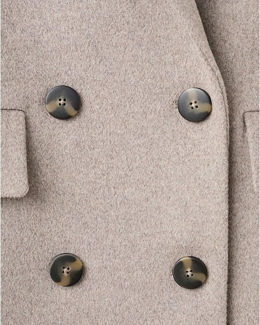 Mango Brown Wool Mix Double Breasted Coat