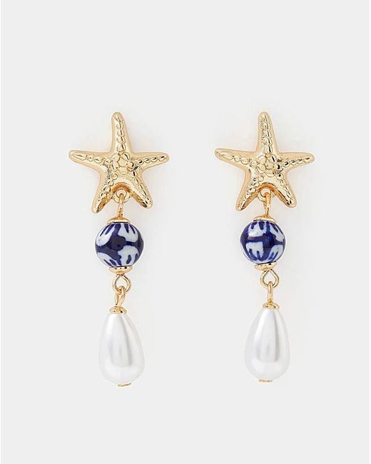 Accessorize White Starfish Drop Earrings