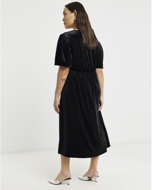 Simply Be Black Velour Button Through Midaxi Dress