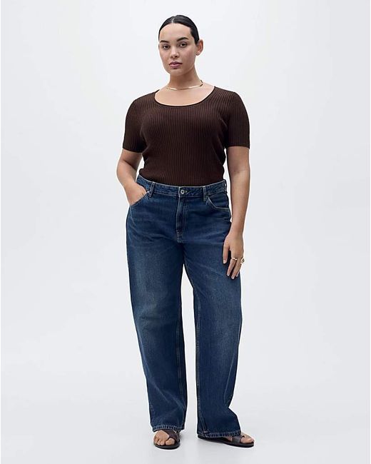 Mango Black Ribbed Rosae Top