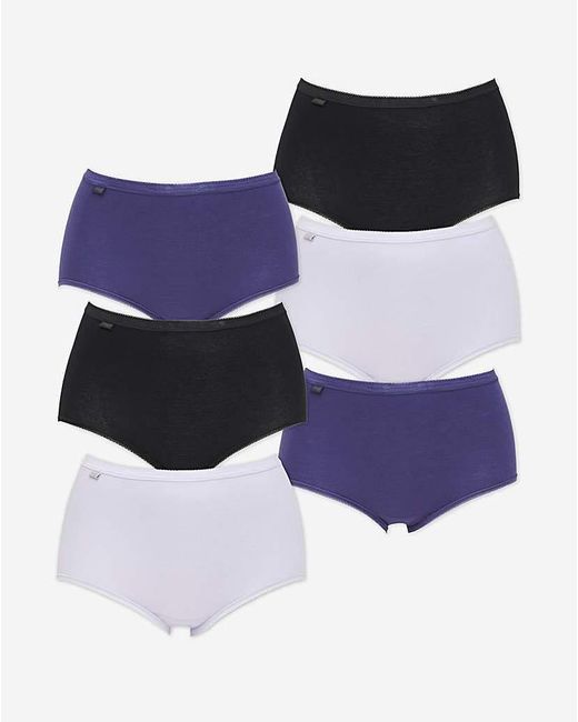 Sloggi Purple 6Pk Basic Maxi Briefs Lilac Multi