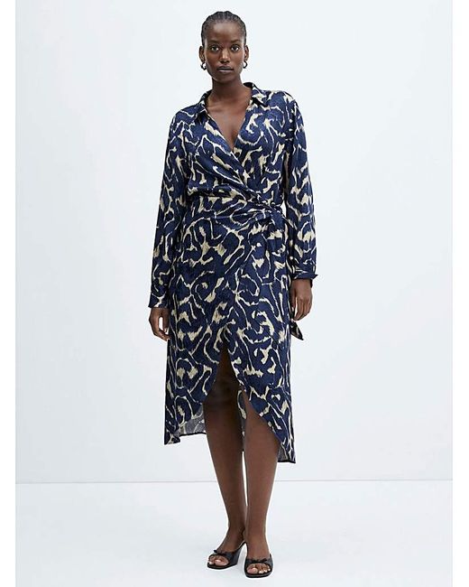 Mango Blue Printed Dress