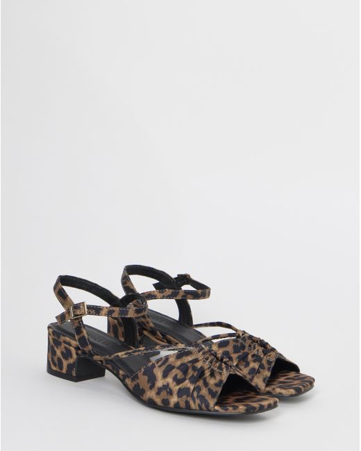 JD Williams Natural Ruched Low Block Heeled Sandal Ex Wide