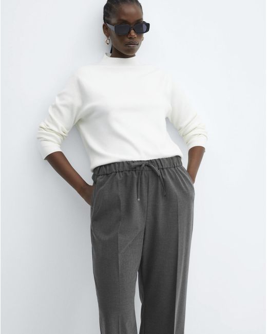 Mango White Jogger Trousers