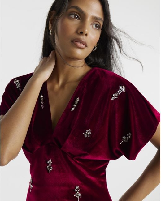 Hope & Ivy Red Farah Midi Dress
