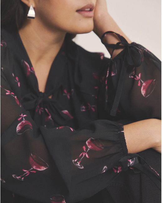 Simply Be Black Georgette Pussy Bow Blouse