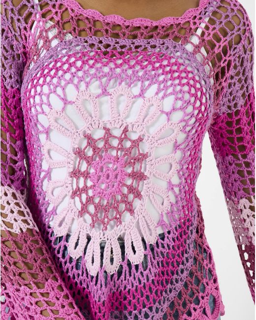Joe Browns Purple Crochet Jumper