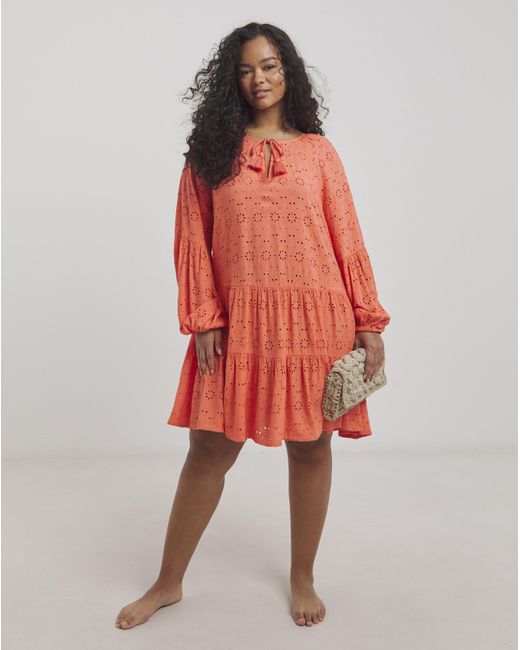 Beach To Beach Red Broderie Mini Beach Dress