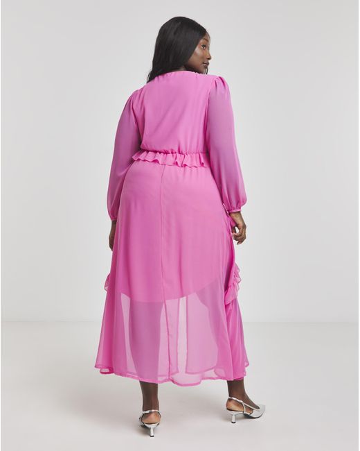 Simply Be Pink Boutique Frill Maxi Dress