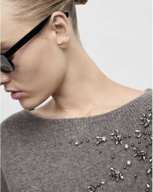 Mango Gray Bardot Jumper