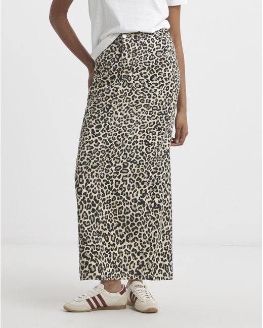 Simply Be White Sbe Print Denim Midaxi Skirt