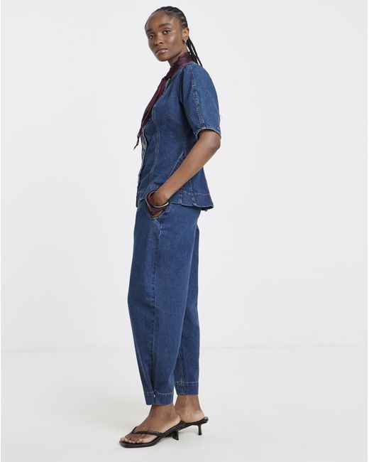 Simply Be Blue Tapered Adjustable Hem Jean