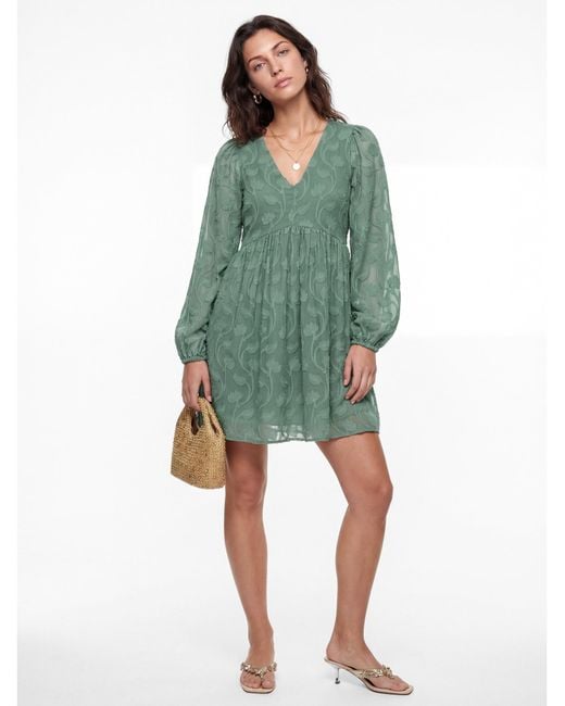Lovedrobe Green Floral Burnout Mini Dress