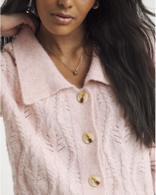 Simply Be Brown Cable Knit Collar Cardigan