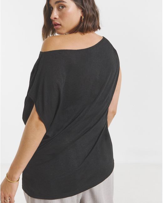 Simply Be Black Off The Shoulder Mesh Top