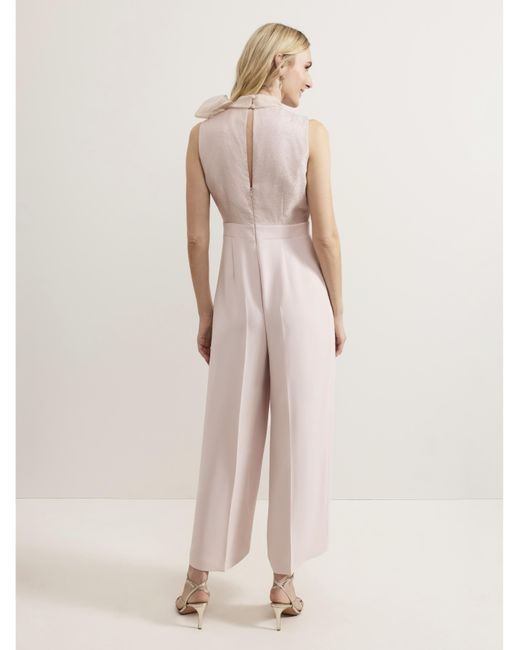 Phase Eight Pink Tie Neck Jumpsuit