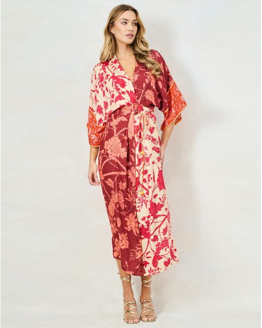 Hope & Ivy Red Salma Kimono Dress