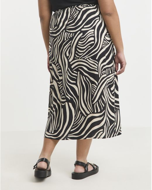 Simply Be White Viscose Side Split Midi Skirt