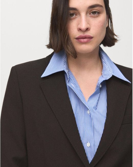 Mango Blue Straight-Fit Suit Blazer